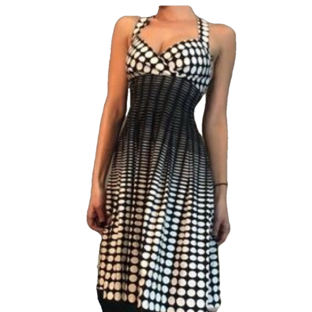 Calvin Klein Black and White Sleeveless V-Neck Gingham Sundress